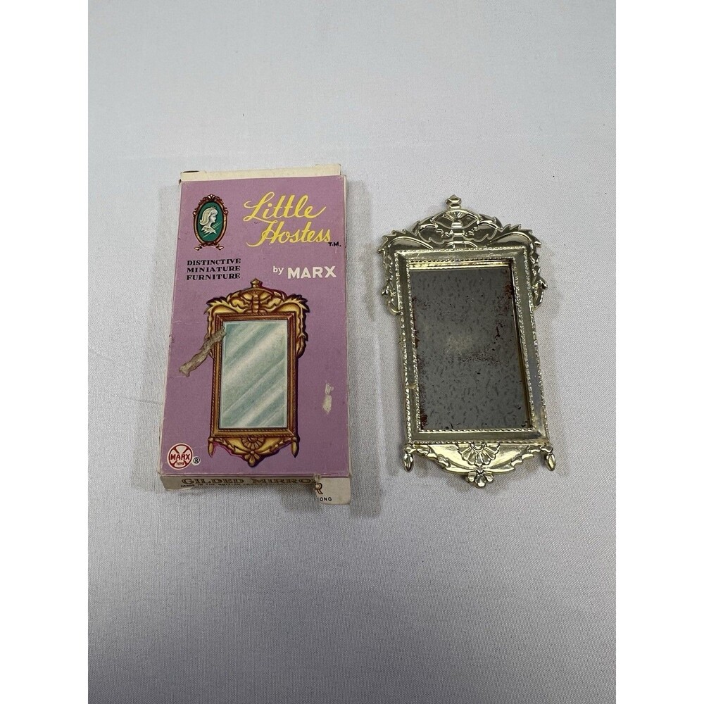 Vintage Little Hostess Miniature Dollhouse Furniture Gilded Mirror by Marx